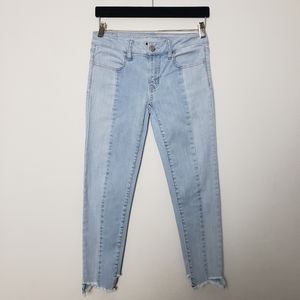 American Eagle Blue Two Tone Jegging Crop Jeans Size 2